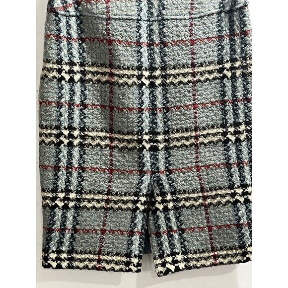 Burberry London Designer Blue Red Plaid Print Check Wool Mini Skirt Sz 4 Sm - Picture 2 of 9